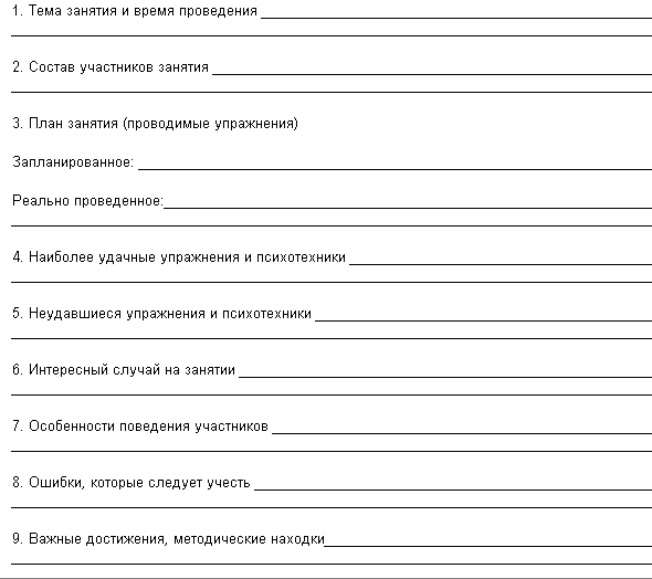 Анализ тренинга психолога образец